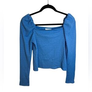 H&M Sky Blue Puff Sleeve Crepe Blouse